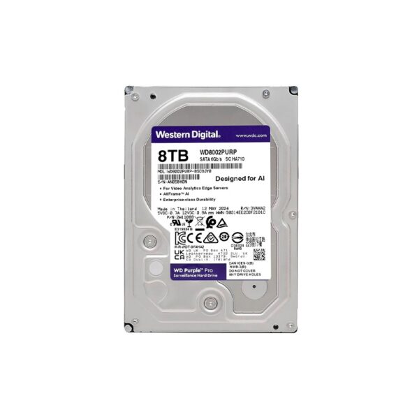 DISCO DURO WESTERN DIGITAL 8 TB PURPLE PRO 7200 256MB WD8002PURP SURVEILLANCE