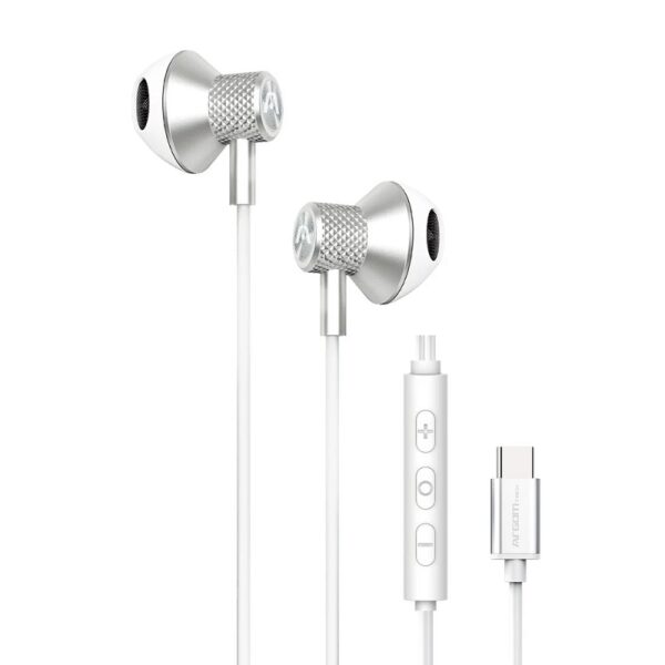 AURICULAR ARGOMTECH ARG-HS-2032WT TIPO-C MIC BLANCO/PLATEADO