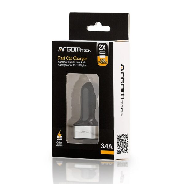 CARGADOR ARGOMTECH PARA AUTO ARG-AC-0112BK USB