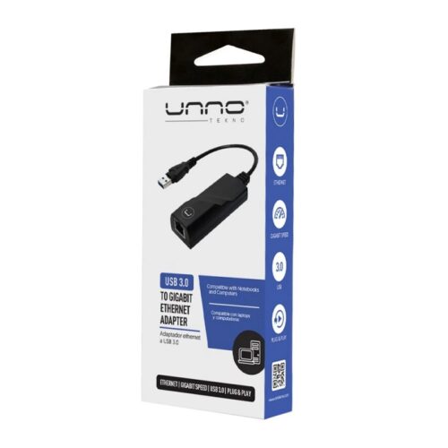 ADAPTADOR UNNO AD3003BK USB 3.0 A LAN RJ45 1GB