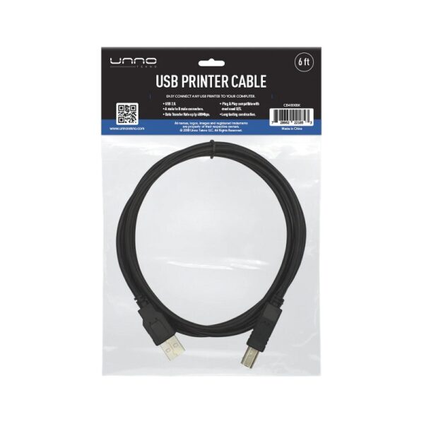 CABLE USB PRINTER UNNO CB4006BK 1.8m