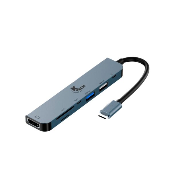 HUB XTECH XTC-571 USB-C/7 EN 1 4K/5GBPS/SD/USB-C GRIS