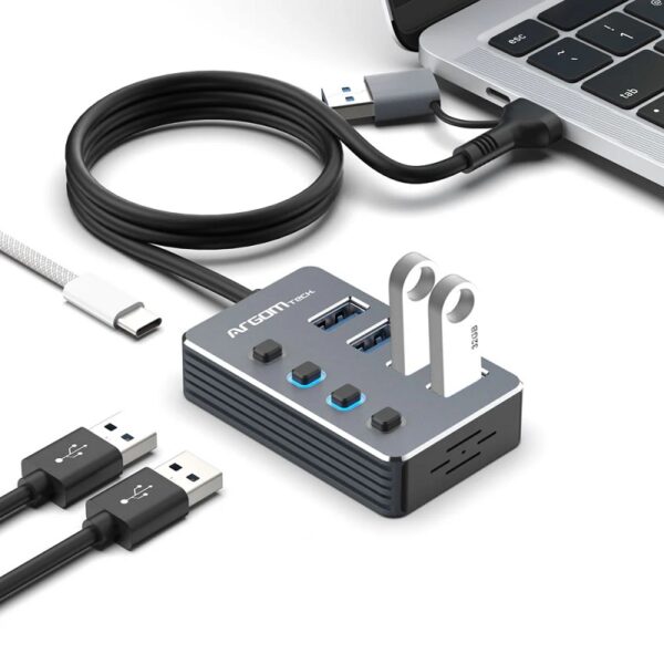 HUB ARGOMTECH ARG-UB-0190 4 PUERTOS 5GBPS TIPO C/USBA