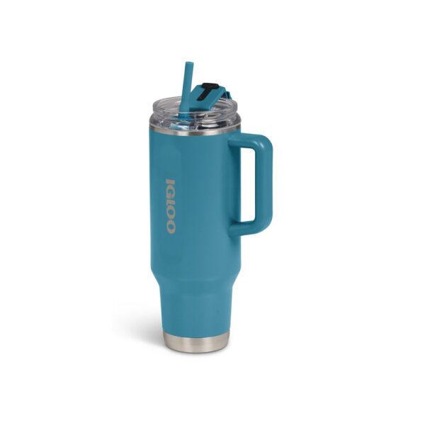 VASO TÉRMICO IGLOO 1.2L SSTL FLIP 'N' SIP TRAVEL MUG AZUL MODERNO 71228 CON PAJITA