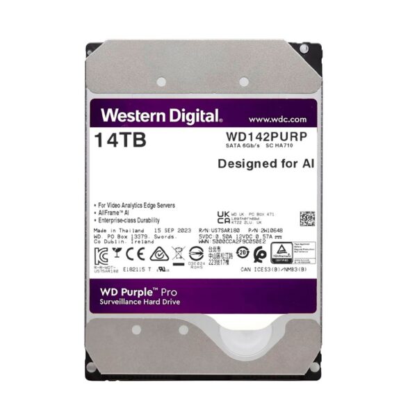 DISCO DURO WESTERN DIGITAL 14 TB PURPLE PRO 7200 512MB WD142PURP SURVEILLANCE