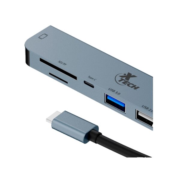 HUB XTECH XTC-571 USB-C/7 EN 1 4K/5GBPS/SD/USB-C GRIS