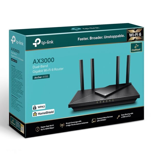ROUTER TP-LINK ARCHER AX55 AX3000 WIFI 6