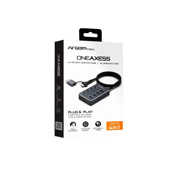 HUB ARGOMTECH ARG-UB-0190 4 PUERTOS 5GBPS TIPO C/USBA