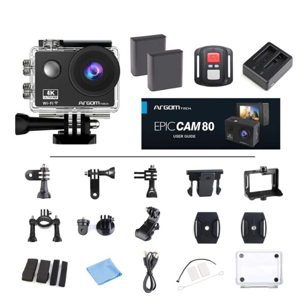 CÁMARA ARGOMTECH ARG-AC-9180BK EPIC CAM80 4K WIFI+ACCESORIOS