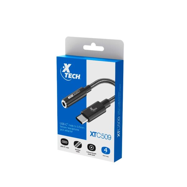 ADAPTADOR XTEH XTC-509 USB-C(M)/3.5MM(H) 10CM/NEGRO