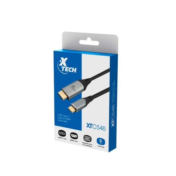 CABLE XTECH XTC-546 USB-C(M)/HDMI(M) 1.82M/4K/30HZ NEGRO