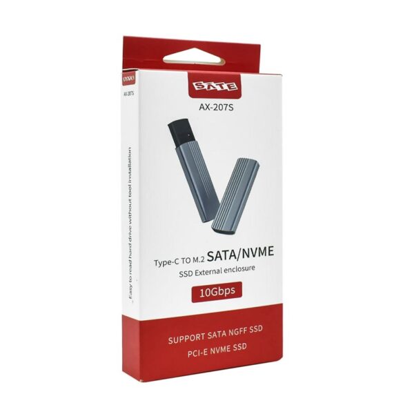 GAVETA SATE AX-207S PARA SSD M.2 USB-C NVME NGFF 3.1 2TB