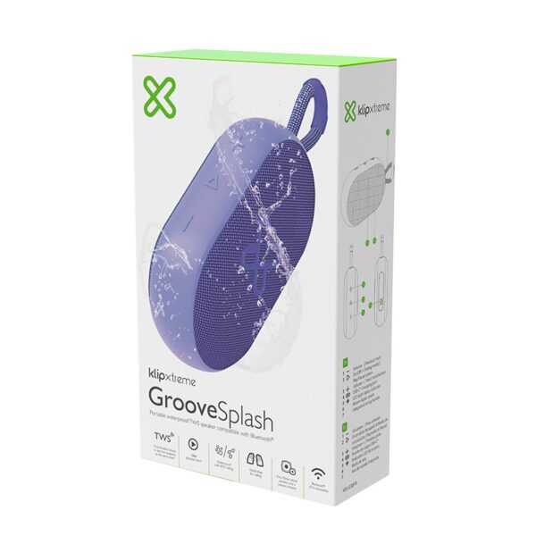 PARLANTE KLIP XTREME GROOVESPLASH KBS-030PR BT/BAT/IPX7/TWS/MIC/PURPURA