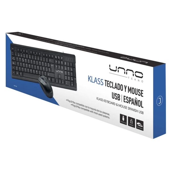 TECLADO+MOUSE UNNO KB6721BK KLASS USB/ESP