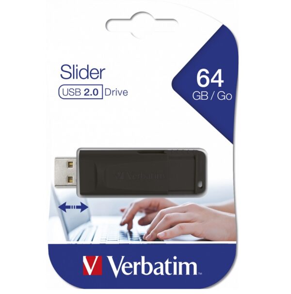 PENDRIVE VERBATIM 64GB 2.0 98698 SLIDER NEGRO