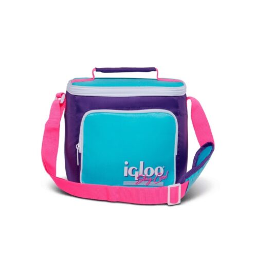 BOLSA TÉRMICA IGLOO 9 LATAS RETRO SQUARE LUNCH PURPURA CON CELESTE 66060