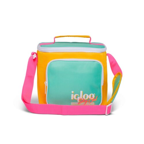 BOLSA TÉRMICA IGLOO 9 LATAS RETRO SQUARE LUNCH AMARILLO CON VERDE AGUA 66061