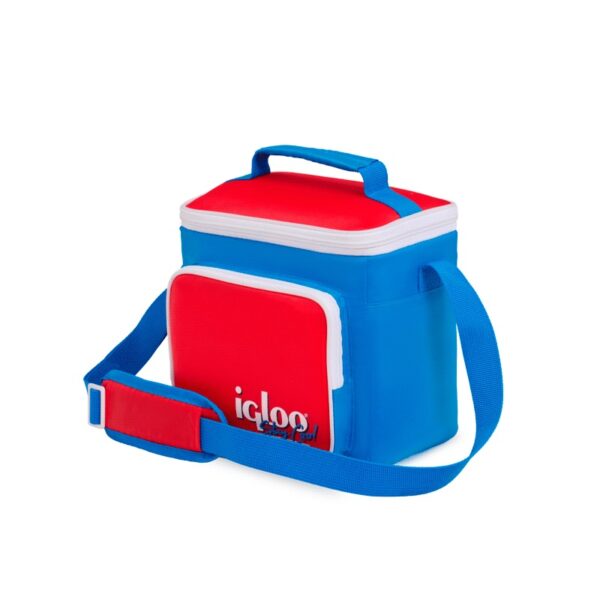BOLSA TÉRMICA IGLOO 9 LATAS RETRO SQUARE LUNCH AZUL CON ROJO 63083