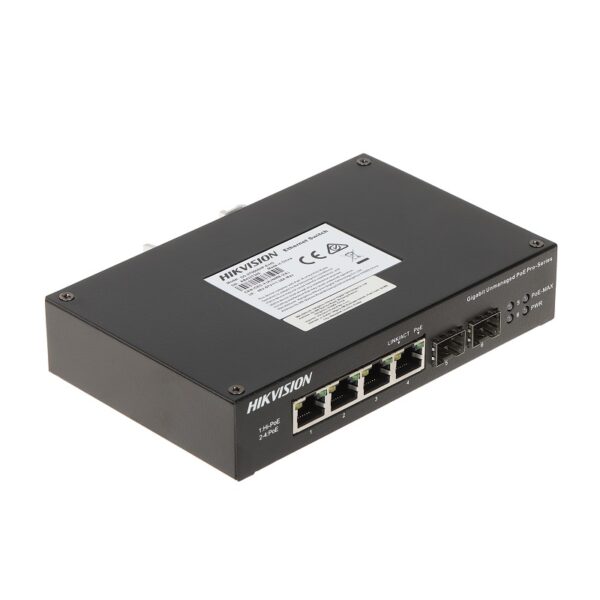 SWITCH INDUSTRIAL HIKVISION DS-3T0506HP-E/HS 6P/4POE GBPS/2SFP METAL