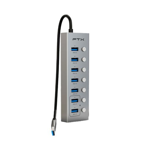 HUB USB-A 3.0 FTX-HUBU7-AG 7 PORT/5GBPS/USB-C GRIS