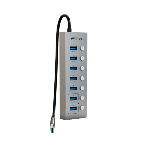 HUB USB-A 3.0 FTX-HUBU7-AG 7 PORT/5GBPS/USB-C GRIS
