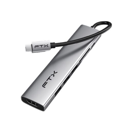 FTX HUB FTX-HBP2-AG7 USB-C 3.0/7 EN 1  4K/5GBPS/HDMI/USB/SD-TF GRIS
