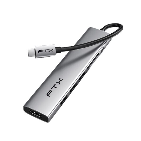 FTX HUB FTX-HBP2-AG7 USB-C 3.0/7 EN 1  4K/5GBPS/HDMI/USB/SD-TF GRIS