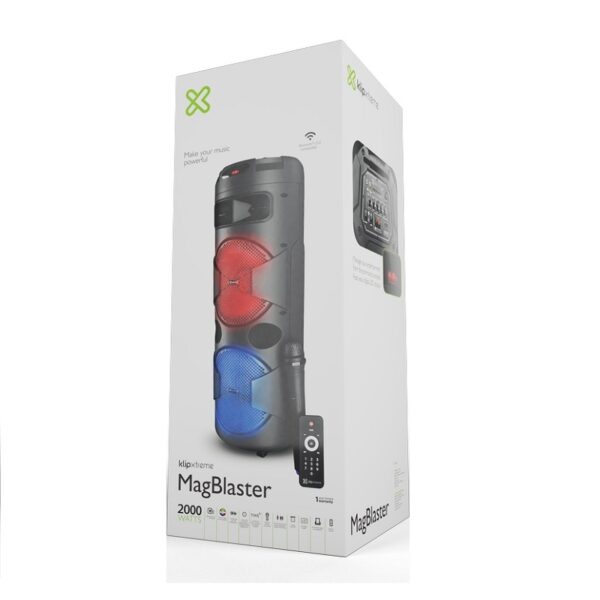 PARLANTE KLIP XTREME KLS-601 MAGBLASTER 2000W/BT/AUX/SD/USB/FM/TWS/LED/BAT