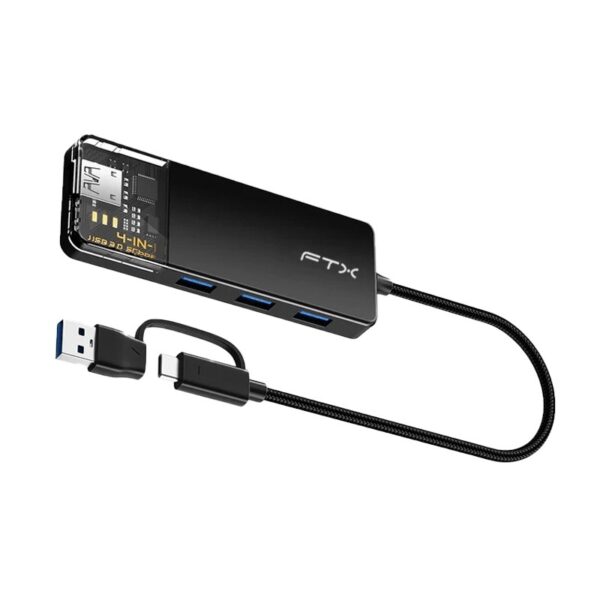 FTX HUB FTX-HUBT3-PB USB-C/USB-A 3.0 4 PORT/5GBPS NEGRO
