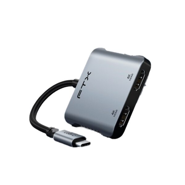 ADAPTADOR FTX FTX-CM2H4K-AG USB-C/4 EN 1 2HDMI/USB-A/USB-C 4K/GRIS