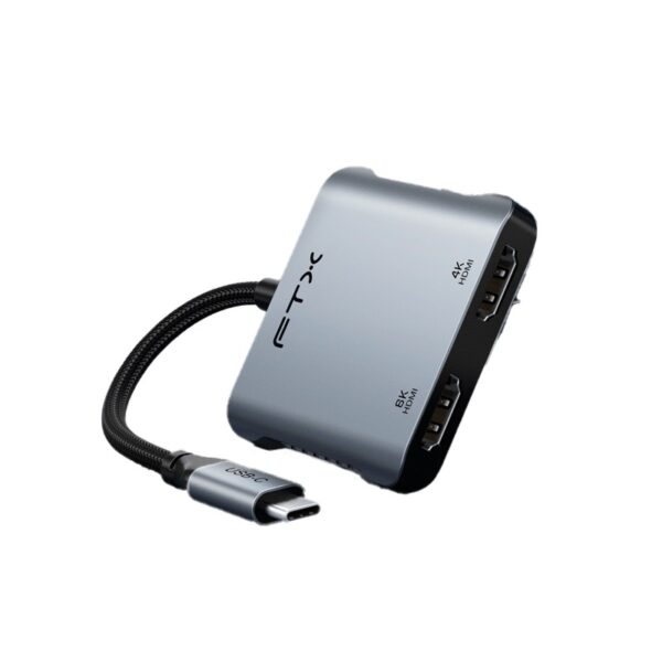 ADAPTADOR FTX FTX-CM2H8K-AG USB-C/4 EN 1 2HDMI/USB-A/USB-C 8K/GRIS