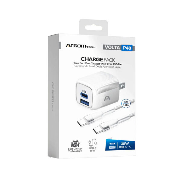 CARGADOR ARGOMTECH ARG-AC-0155WT TYPE C+USB