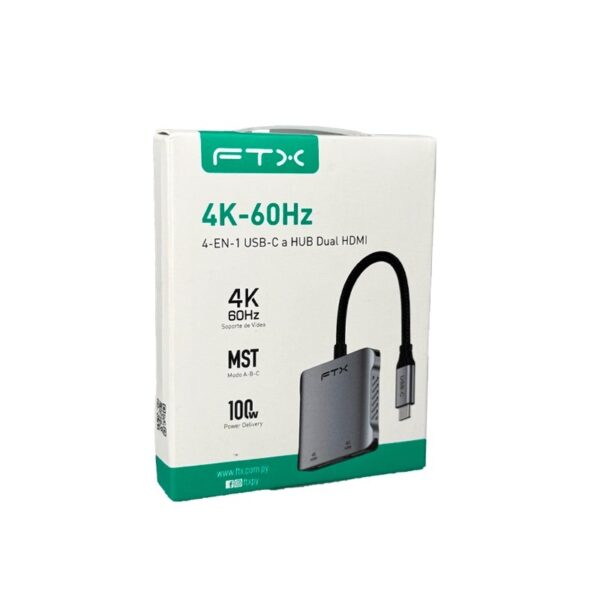 ADAPTADOR FTX FTX-CM2H4K-AG USB-C/4 EN 1 2HDMI/USB-A/USB-C 4K/GRIS