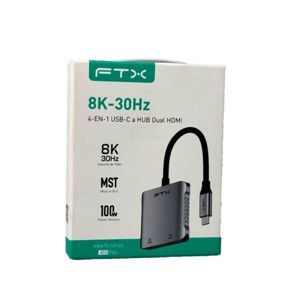 ADAPTADOR FTX FTX-CM2H8K-AG USB-C/4 EN 1 2HDMI/USB-A/USB-C 8K/GRIS