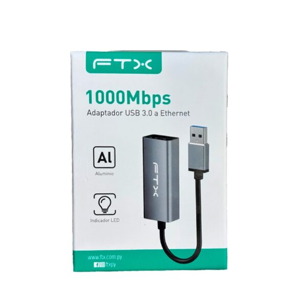 ADAPTADOR FTX FTX-AML1000-AG USB-A 3.0/RJ45 1GBPS/GRIS