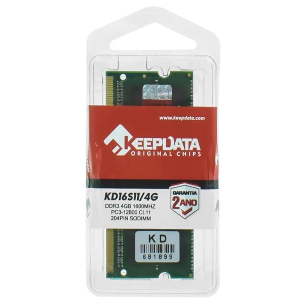 MEMORIA RAM PARA NOTEBOOK DDR3 KEEPDATA 4GB 1600 MHZ