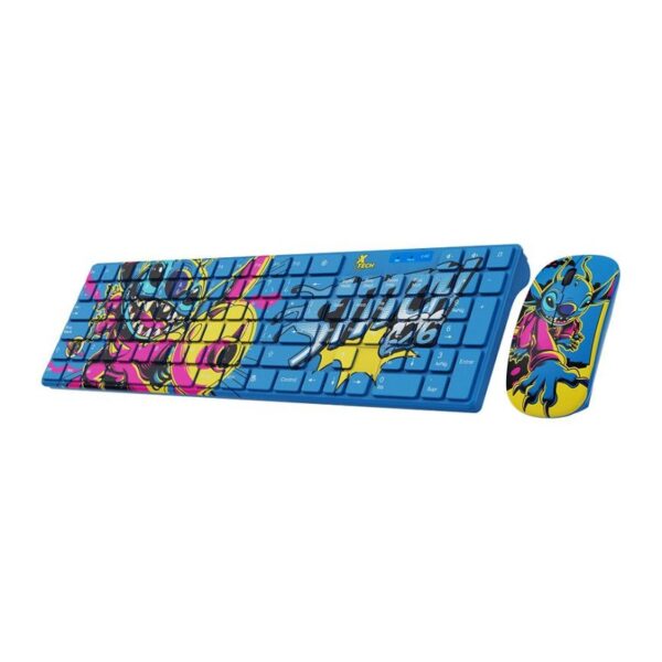 TECLADO + MOUSE INALAMBRICO XTECH XTK-D312ST STITCH EDITION NUM/ESP/AZUL