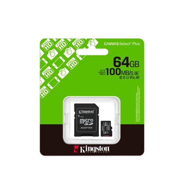 MEMORIA MICRO SD KINGSTON 64GB SDCS3/64GB CANVAS SELECT PLUS CON ADAPTADOR