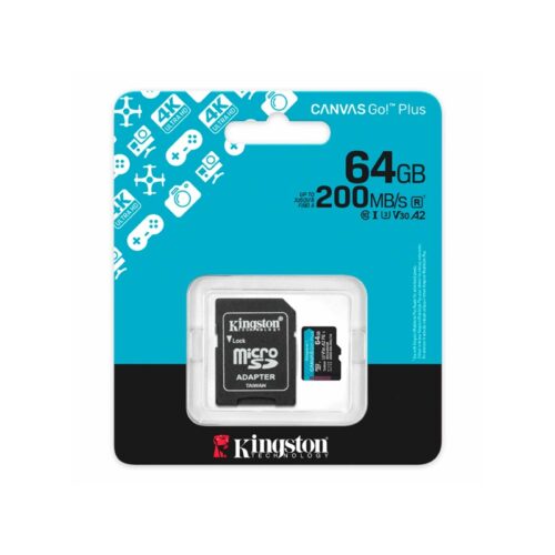 MEMORIA MICRO SD KINGSTON 64GB SDCG4/64GB CANVAS GO PLUS CON ADAPTADOR