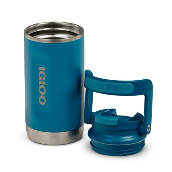 BOTELLA IGLOO 360ML FLIP N SIP AZUL MODERNO CON MANIJA 71383