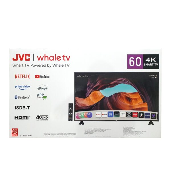 TV JVC 60" LT-60N7165U 4K UHD/HDR/OPT/DIG/BT/3HDMI/2USB/RED/WHALE