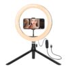 SPOTLIGHT ARO ARGOMTECH ARG-LP-9315BK CON TRIPODE Y SOPORTE PARA CELULAR