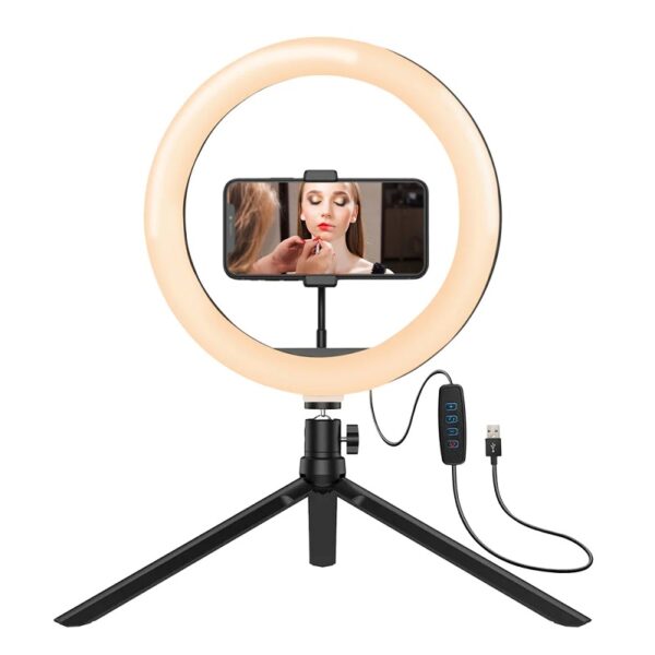 SPOTLIGHT ARO ARGOMTECH ARG-LP-9315BK CON TRIPODE Y SOPORTE PARA CELULAR