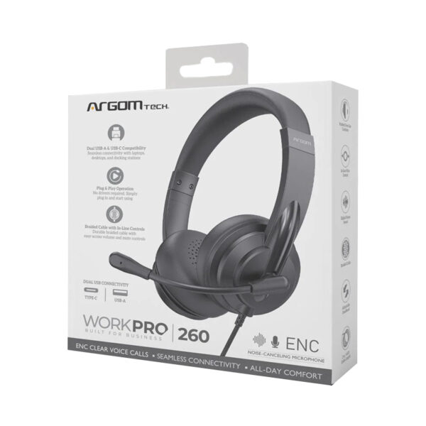 AURICULAR ARGOMTECH ARG-HS-2600BK TIPO-C NEGRO