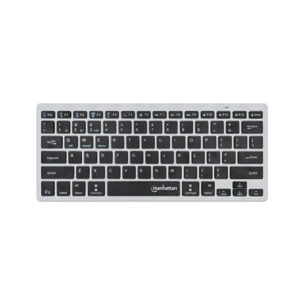 TECLADO MANHATTAN WIR/BT 180559 DUAL-MODE ULTRA SLIM ING NEG/PLAT