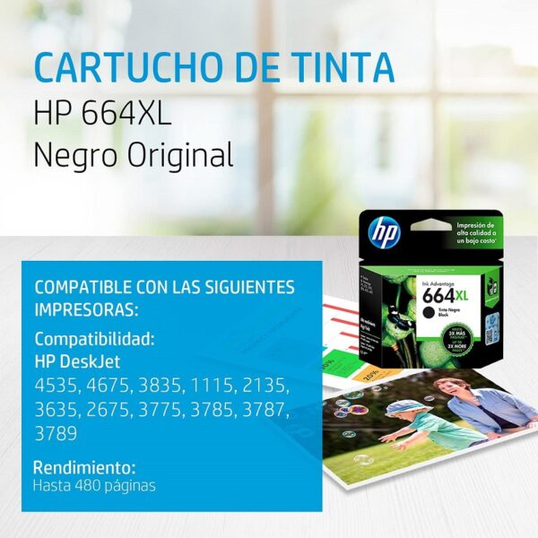 TINTA HP 664XL NEGRO F6V31AL 8,5ML