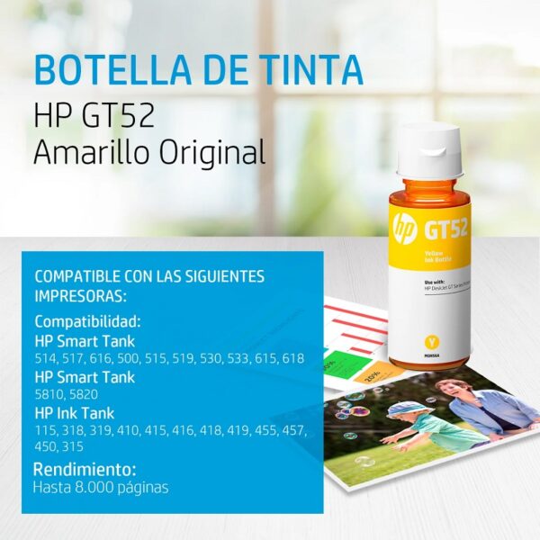 TINTA HP GT52 M0H56AL YELLOW