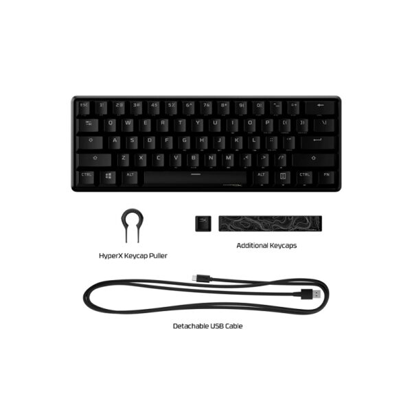 TECLADO USB GAMER HYPERX 4P5N4AA ABA ALLOY O. 60 MEC RED/ING/RGB NEG