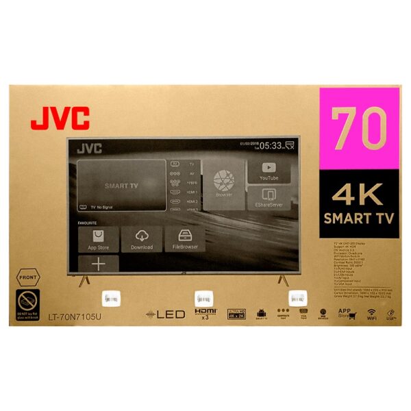 TV JVC 70" LT-70N7105U 4K UHD/HDR/DIG/SMART/3HDMI/BT/USB
